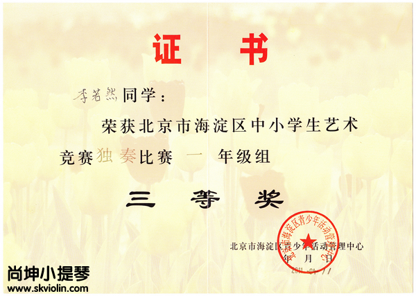 李若然荣誉证书